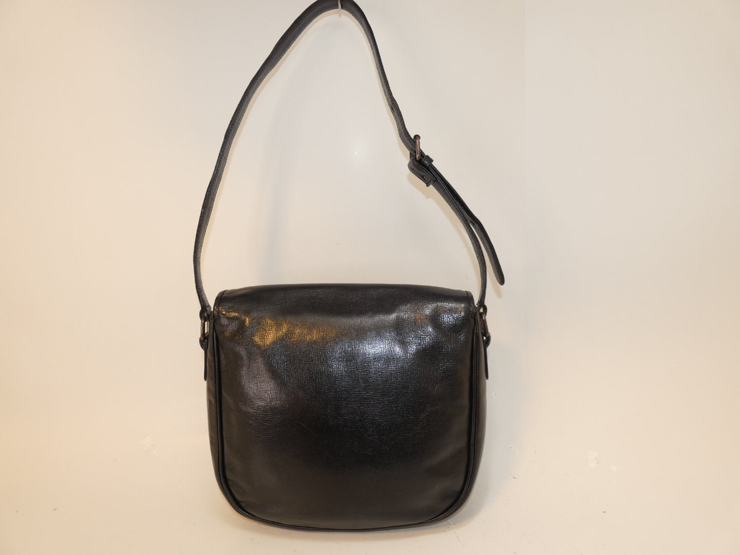 Yves Saint Laurent Leather Black Flap Shoulder Bag with Front Logo