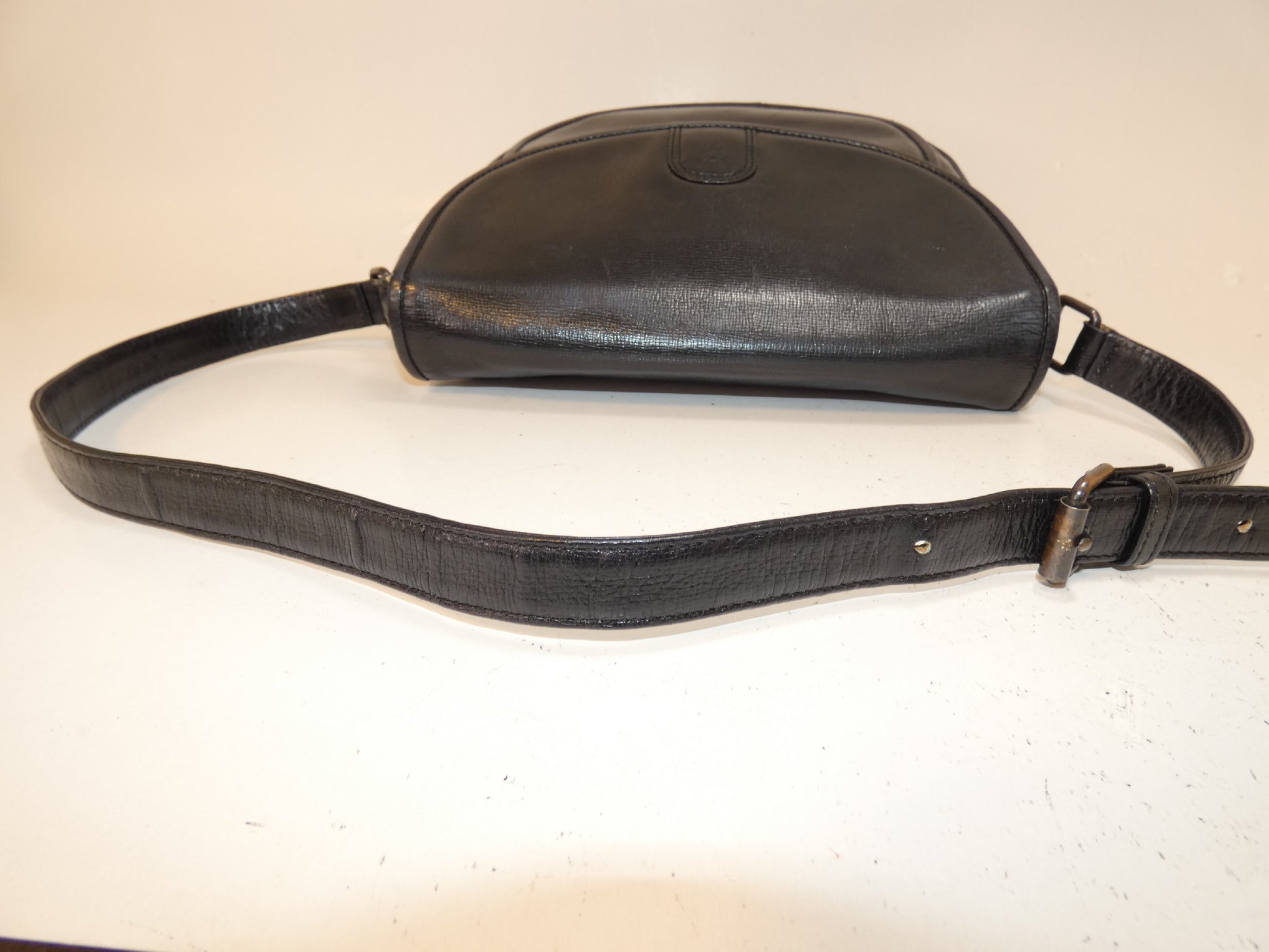 Yves Saint Laurent Leather Black Flap Shoulder Bag with Front Logo