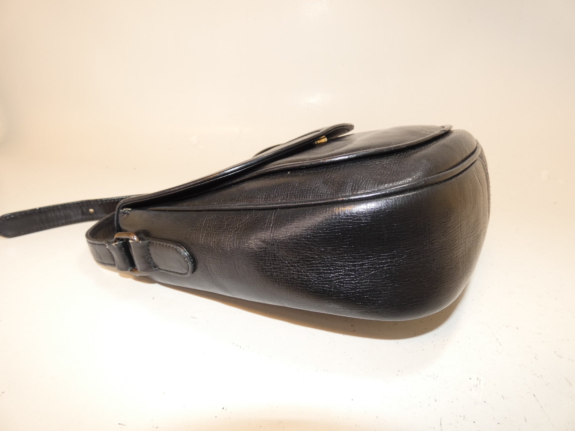 Yves Saint Laurent Leather Black Flap Shoulder Bag with Front Logo