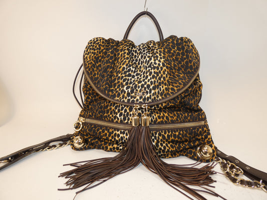 D&G Leopard Print Fringe Chain Backpack