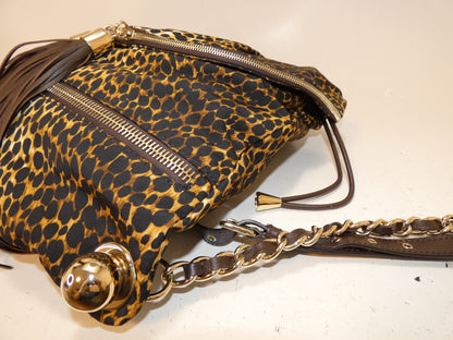 D&G Leopard Print Fringe Chain Backpack