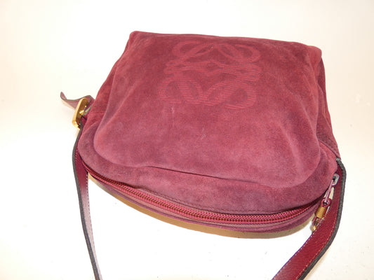 LOEWE Anagram Suede Bordeaux Shoulder Bag
