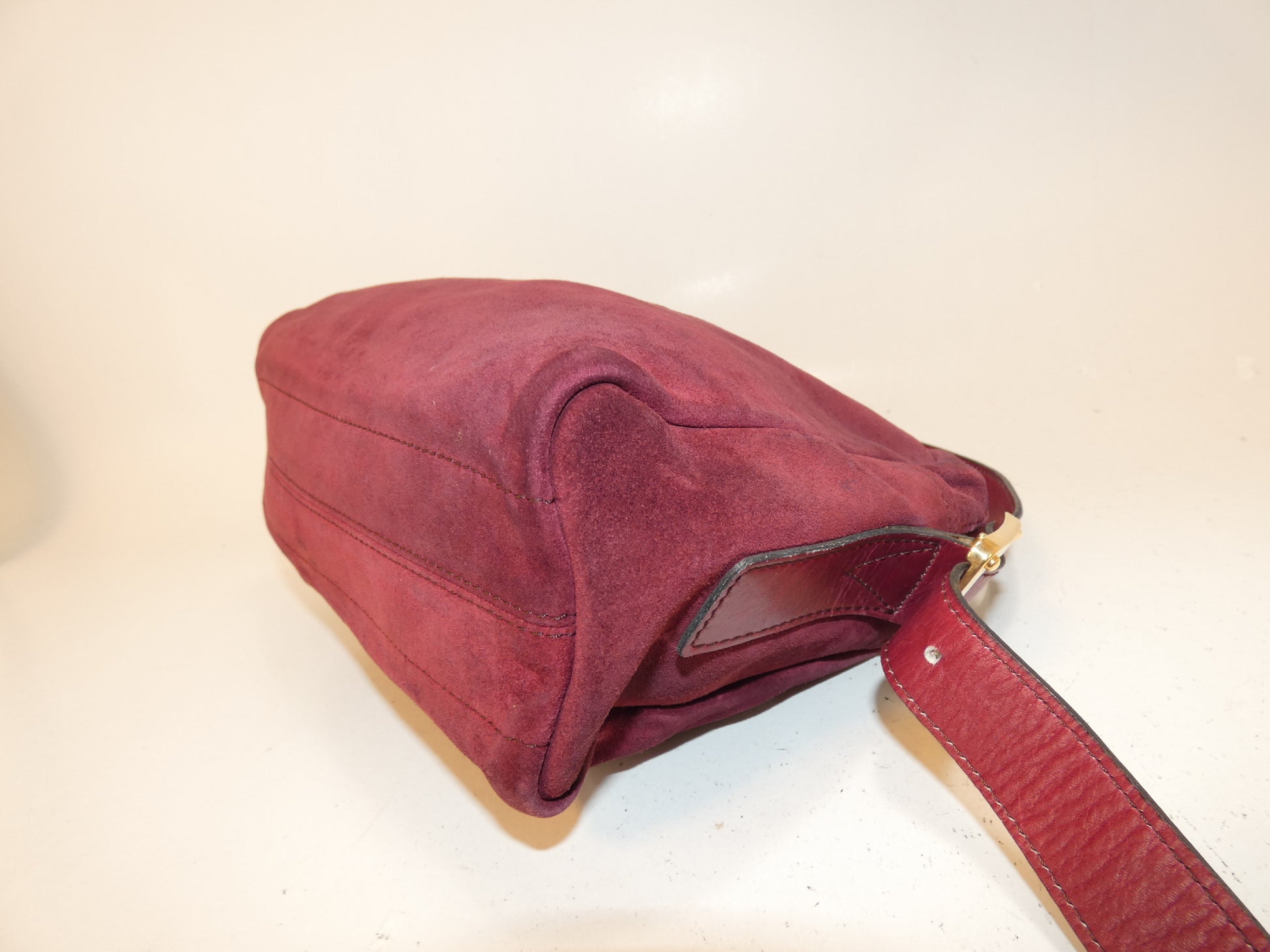 LOEWE Anagram Suede Bordeaux Shoulder Bag