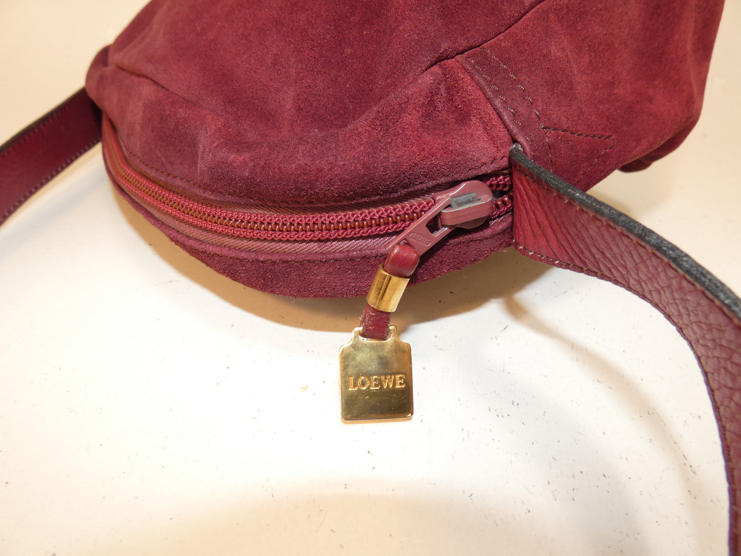 LOEWE Anagram Suede Bordeaux Shoulder Bag