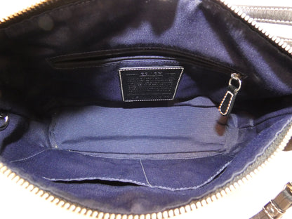 COACH Signature Canvas and Leather Black Tassel Pull One-Hand Handbag
