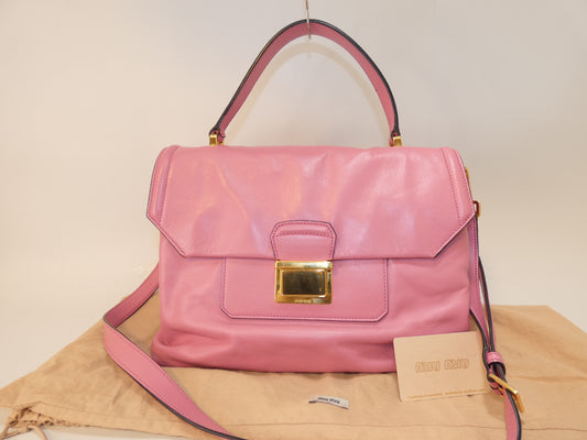 Miu Miu 2-way leather pink handbag