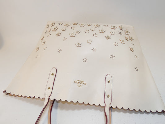 COACH Leather Perforated Flower Hand Tote Bag