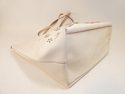 COACH Leather Perforated Flower Hand Tote Bag