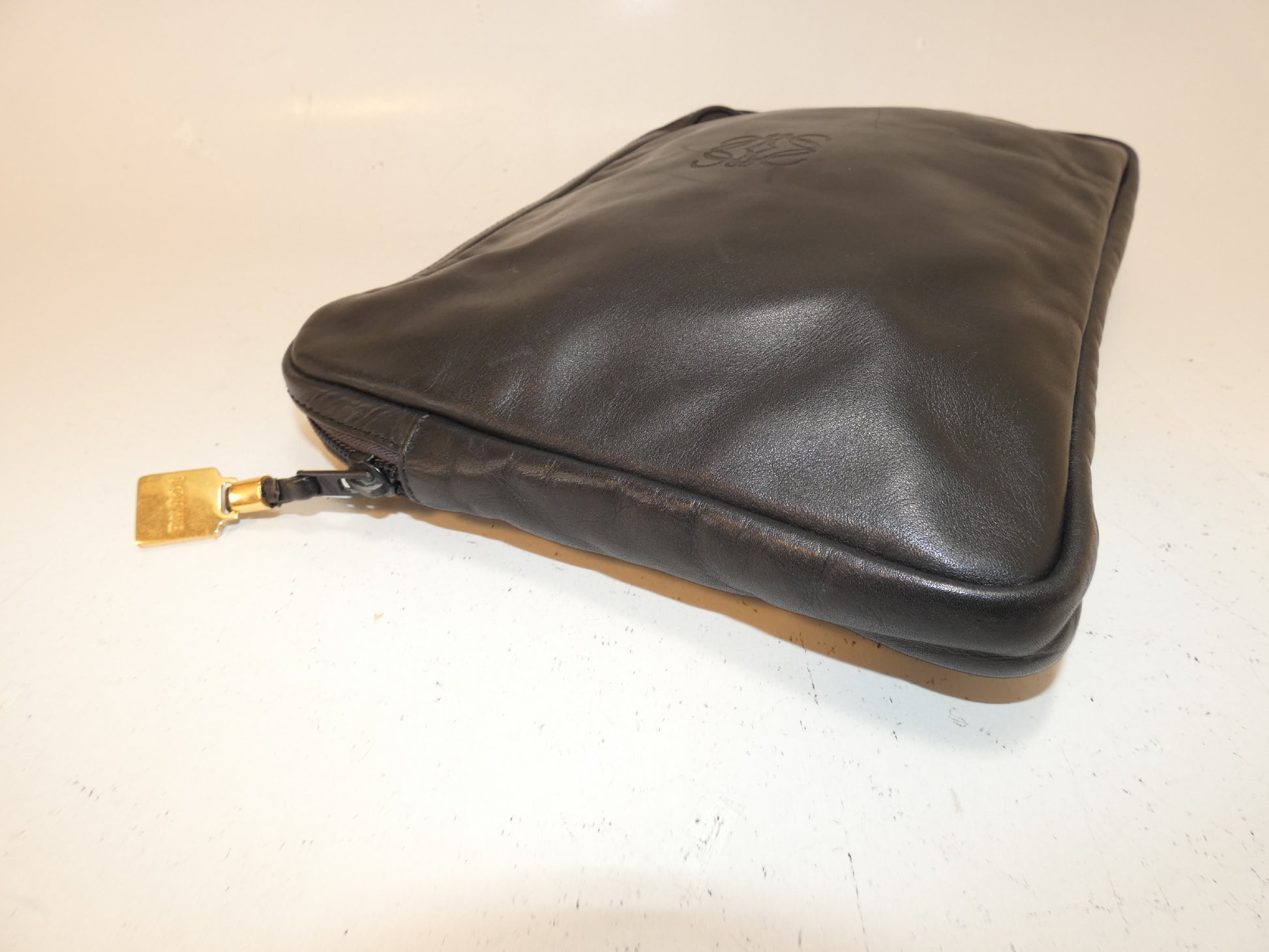 LOEWE Anagram Black Leather Clutch Pouch Clutch Bag