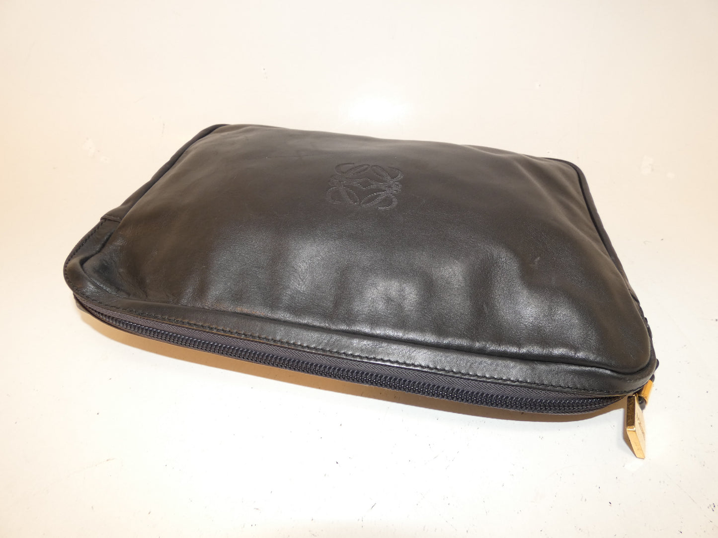 LOEWE Anagram Black Leather Clutch Pouch Clutch Bag