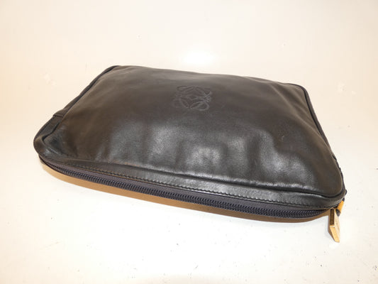 LOEWE Anagram Black Leather Clutch Pouch Clutch Bag