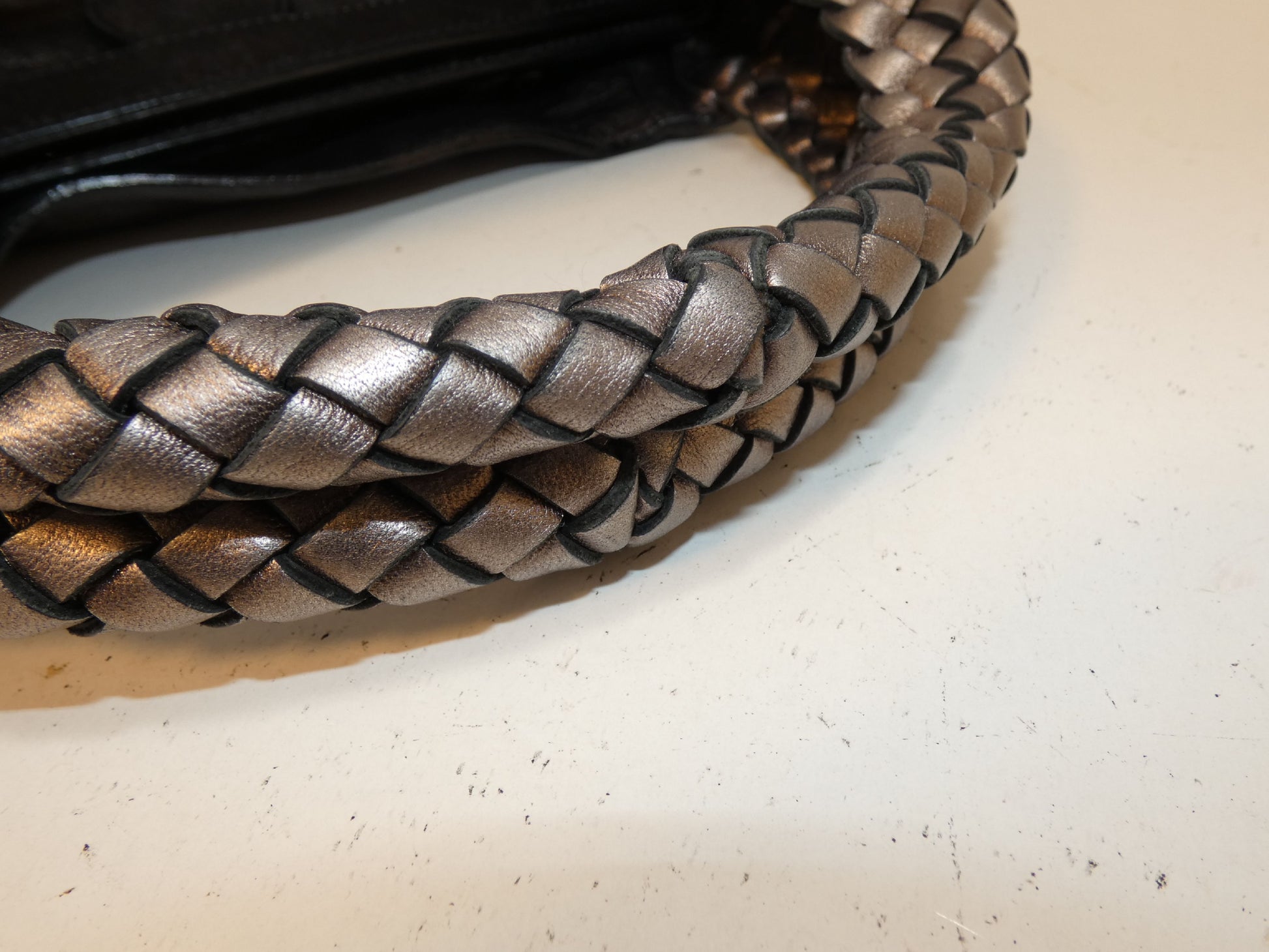 Salvatore Ferragamo Gancini Punched Woven Tote Handbag