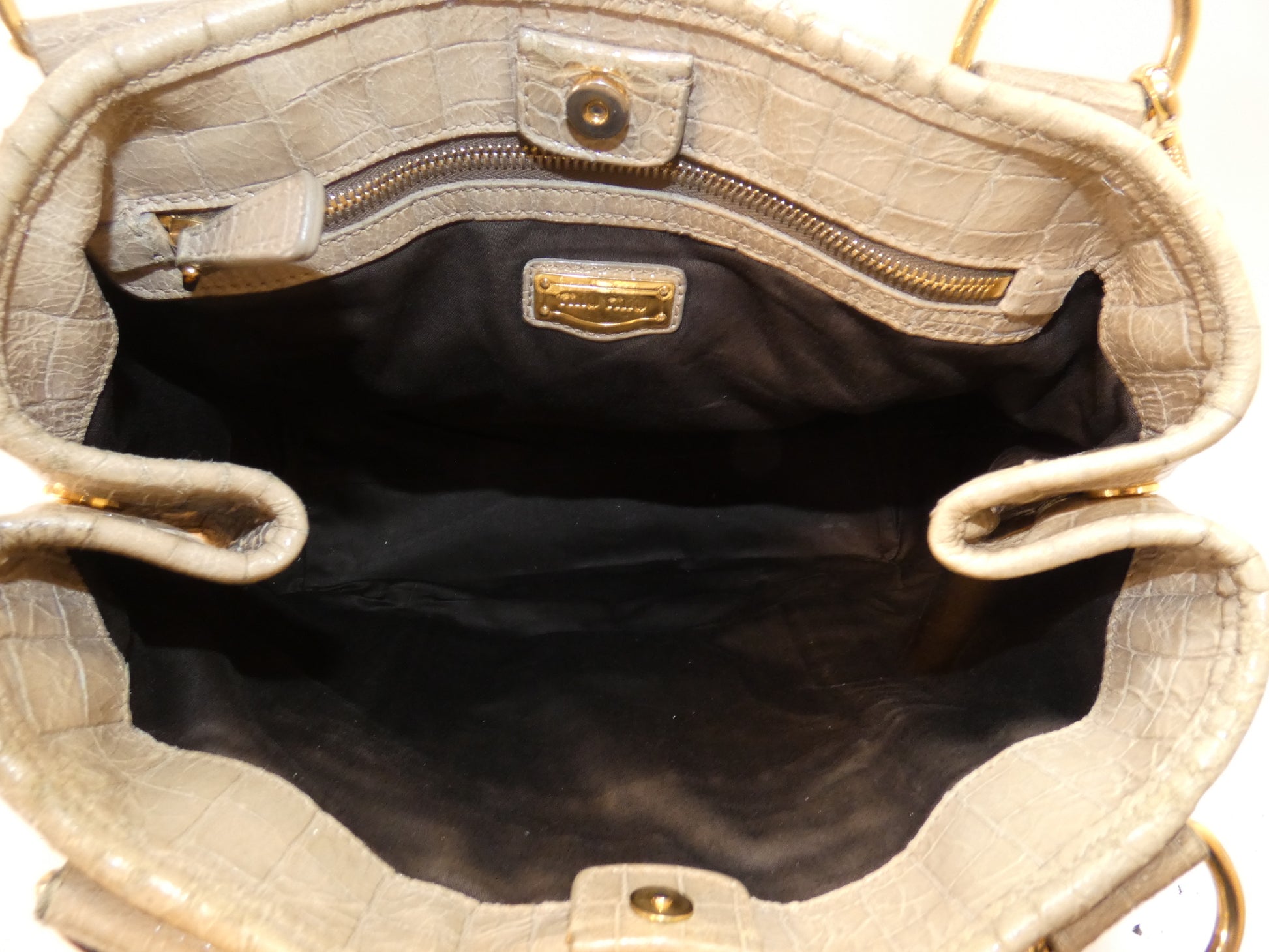 Miu Miu 2-way Embossed Leather Beige Hand Shoulder Bag