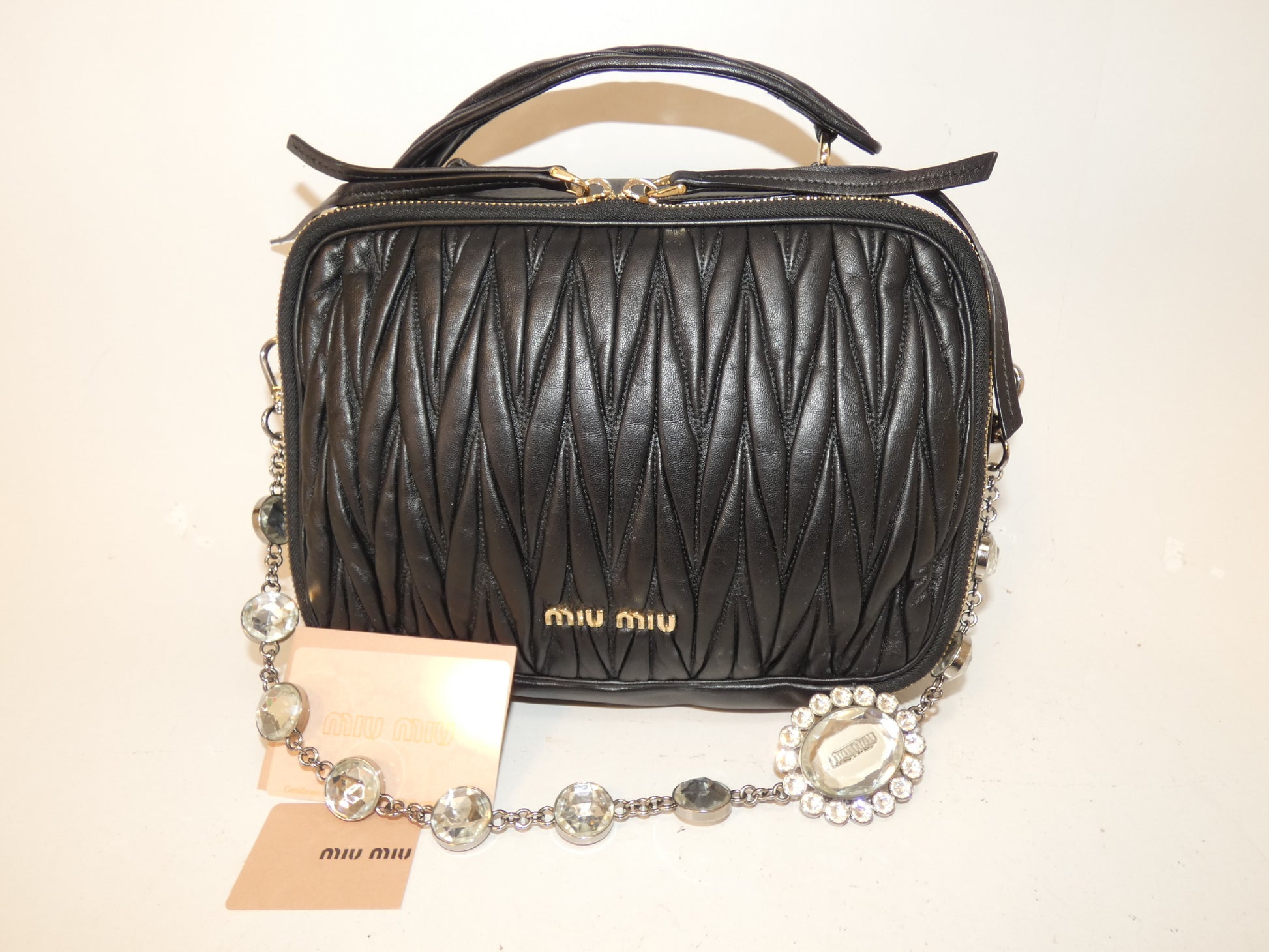 Miu Miu Matelasse Black Vanity Hand Shoulder Bag