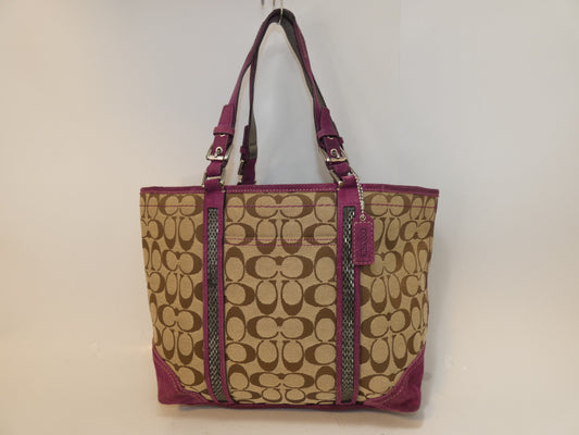 COACH Signature Canvas Suede Hand Tote Bag
