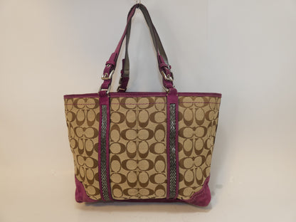 COACH Signature Canvas Suede Hand Tote Bag