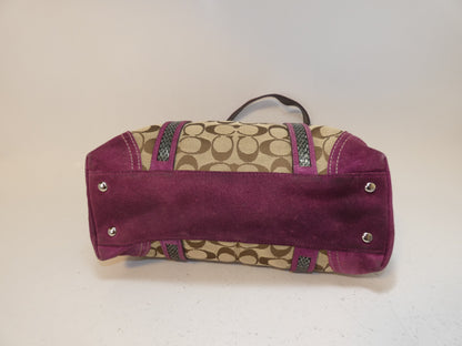 COACH Signature Canvas Suede Hand Tote Bag