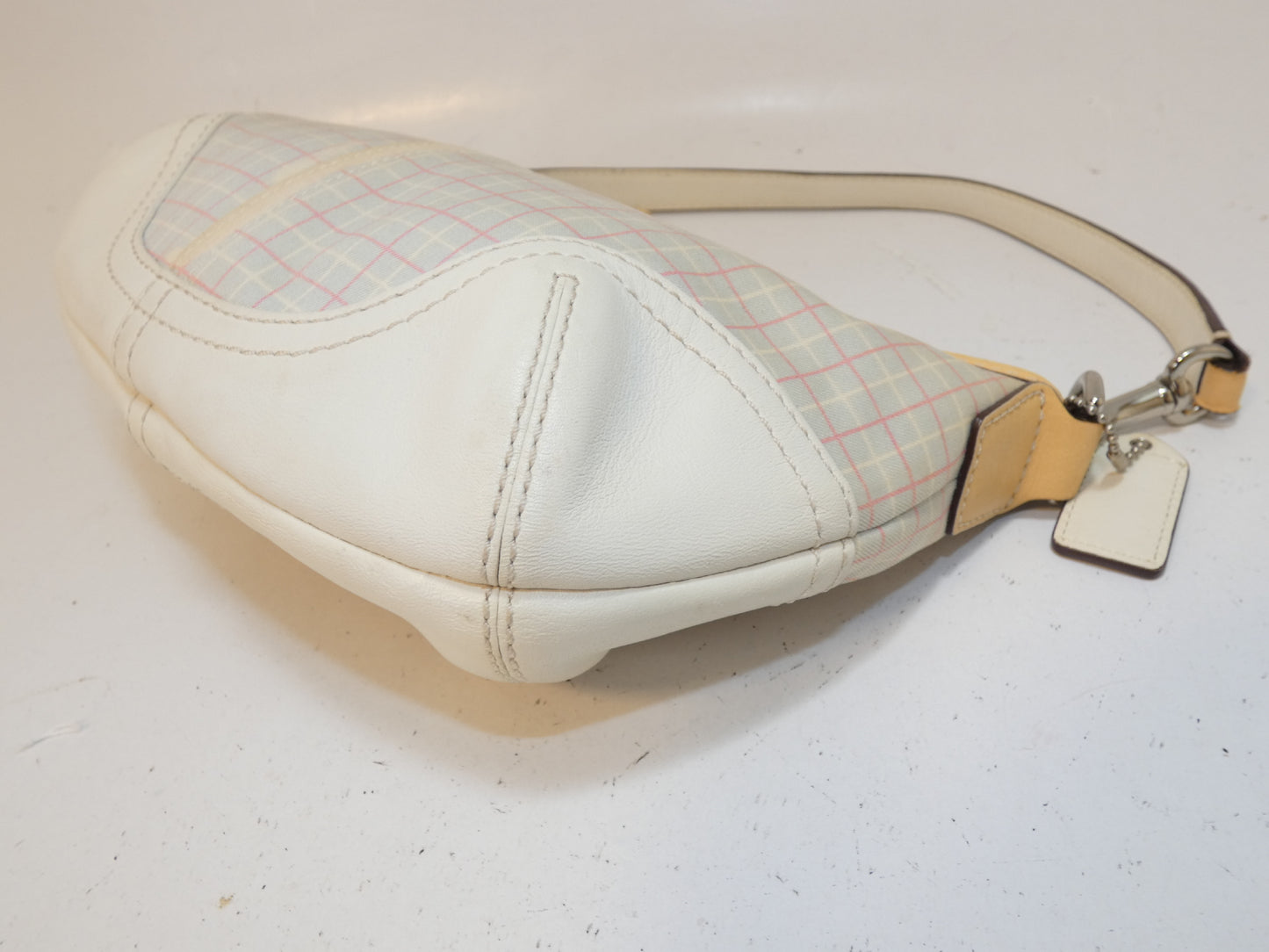 COACH Check Canvas Leather One-Hand Handbag