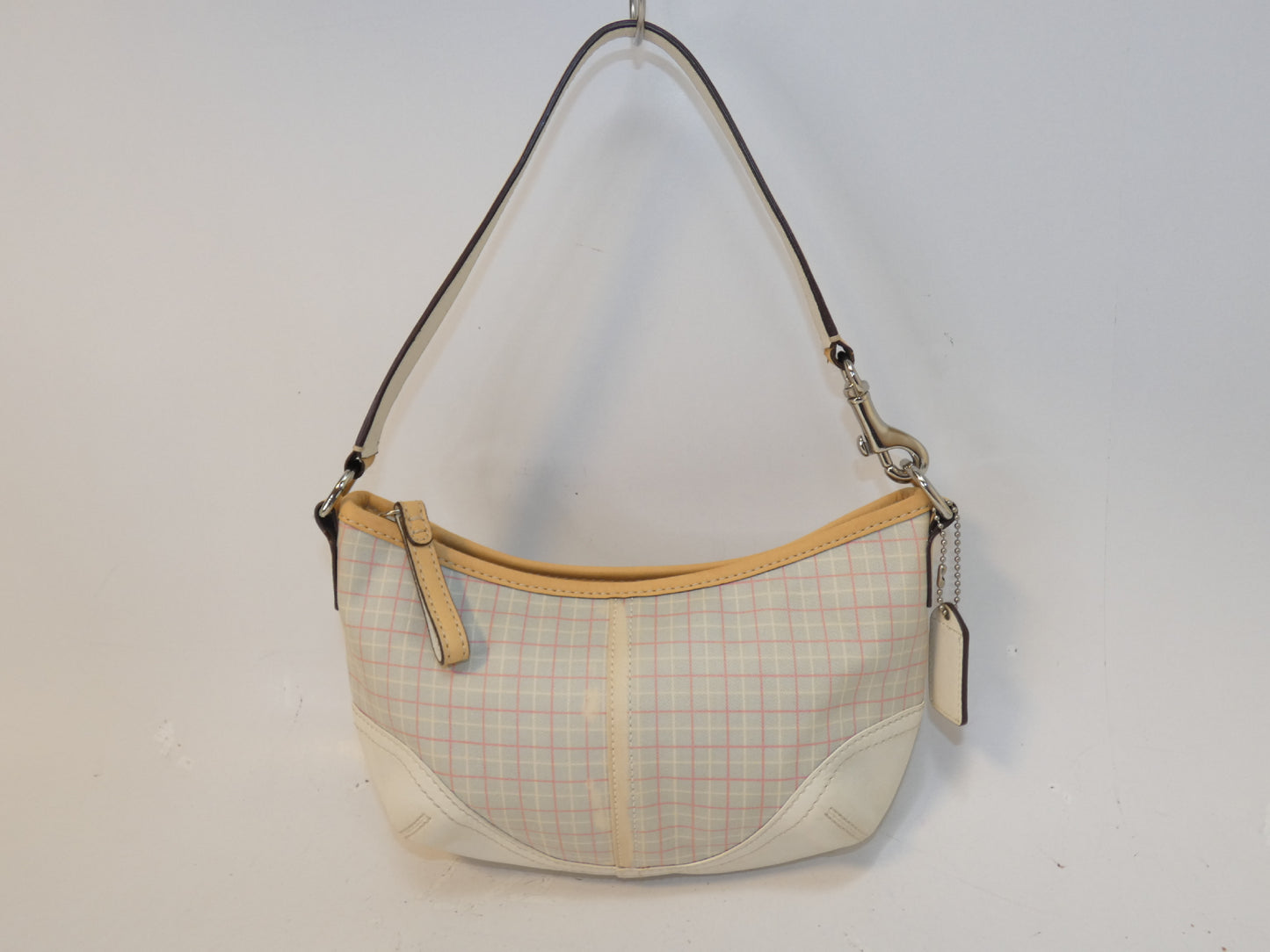 COACH Check Canvas Leather One-Hand Handbag