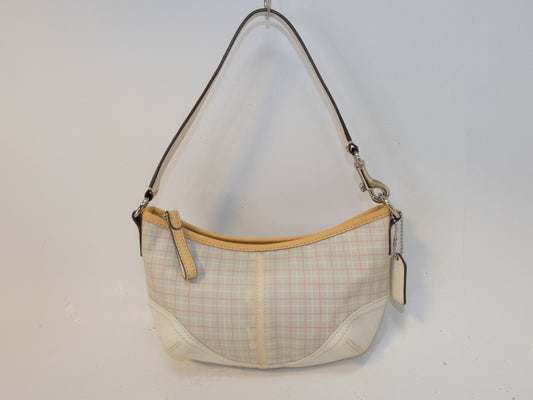 COACH Check Canvas Leather One-Hand Handbag
