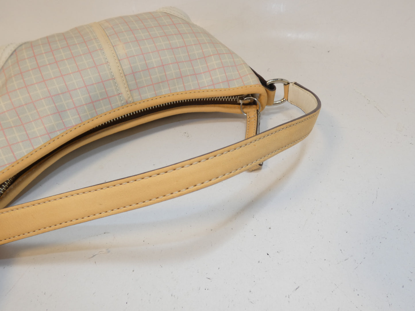 COACH Check Canvas Leather One-Hand Handbag