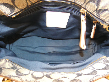 COACH Signature Navy Leather Perforated Handbag