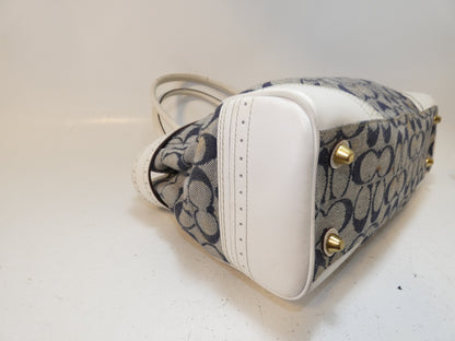 COACH Signature Navy Leather Perforated Handbag
