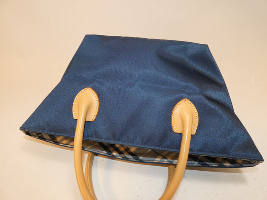 BURBERRY Nylon Nova Check Blue Handbag