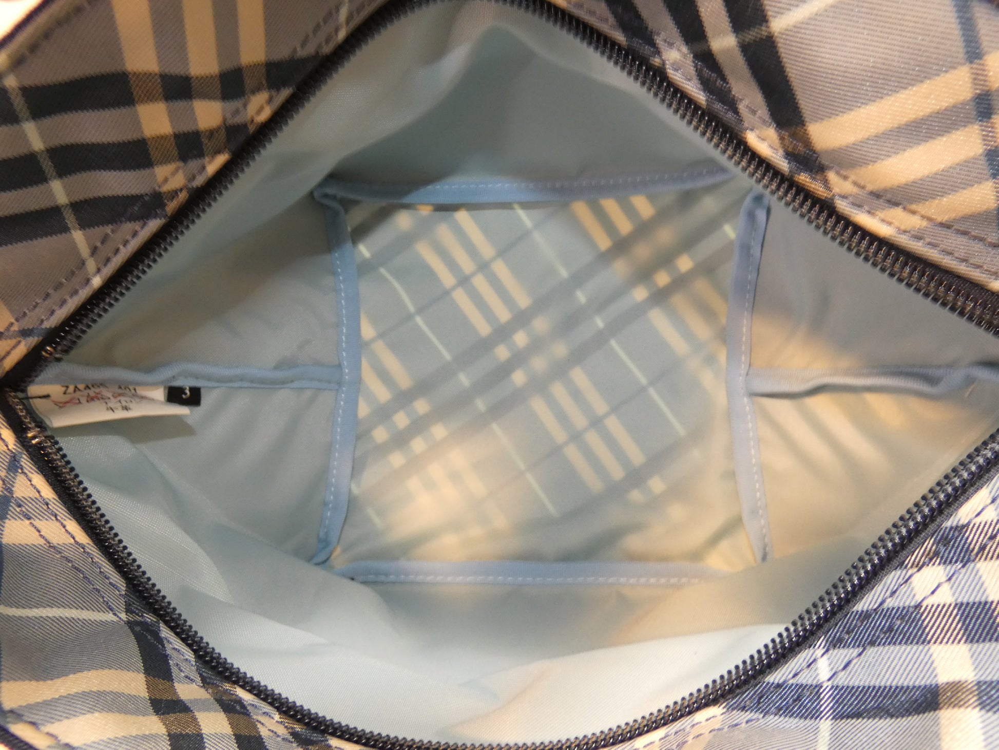 BURBERRY Nylon Nova Check Blue Handbag
