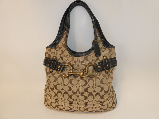 COACH Signature Canvas Leather Hook Belt Handbag