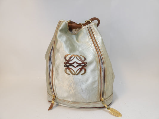 LOEWE Anagram Nylon and Leather Drawstring Backpack