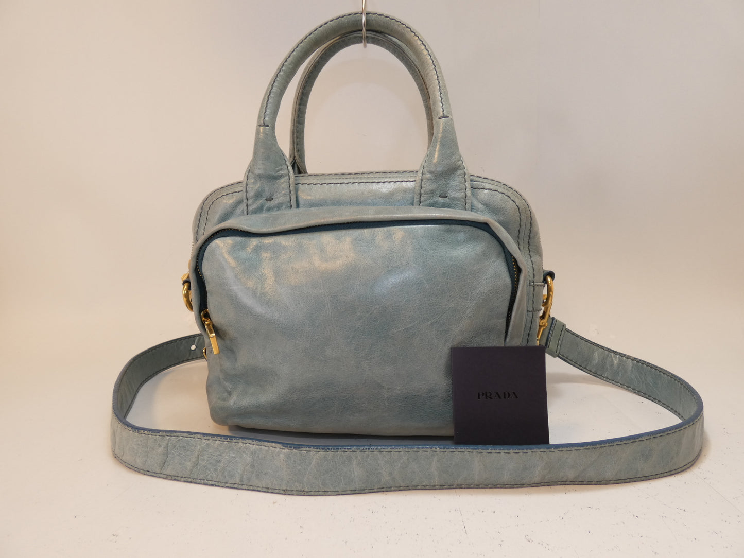 PRADA 2-way Leather Boston Hand Shoulder Bag