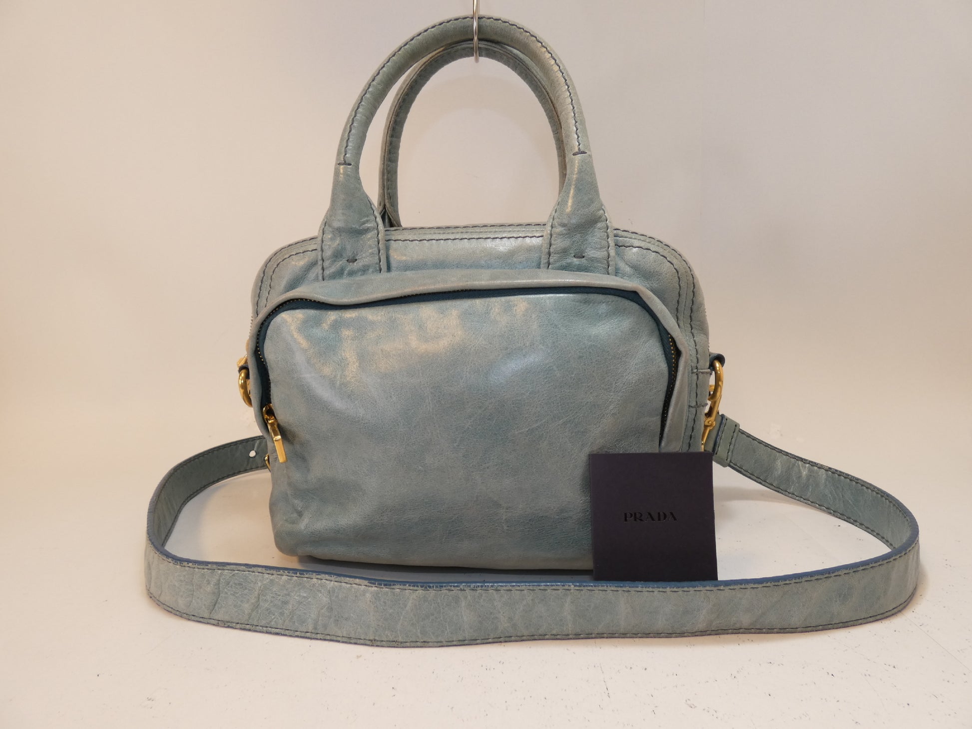 PRADA 2-way Leather Boston Hand Shoulder Bag