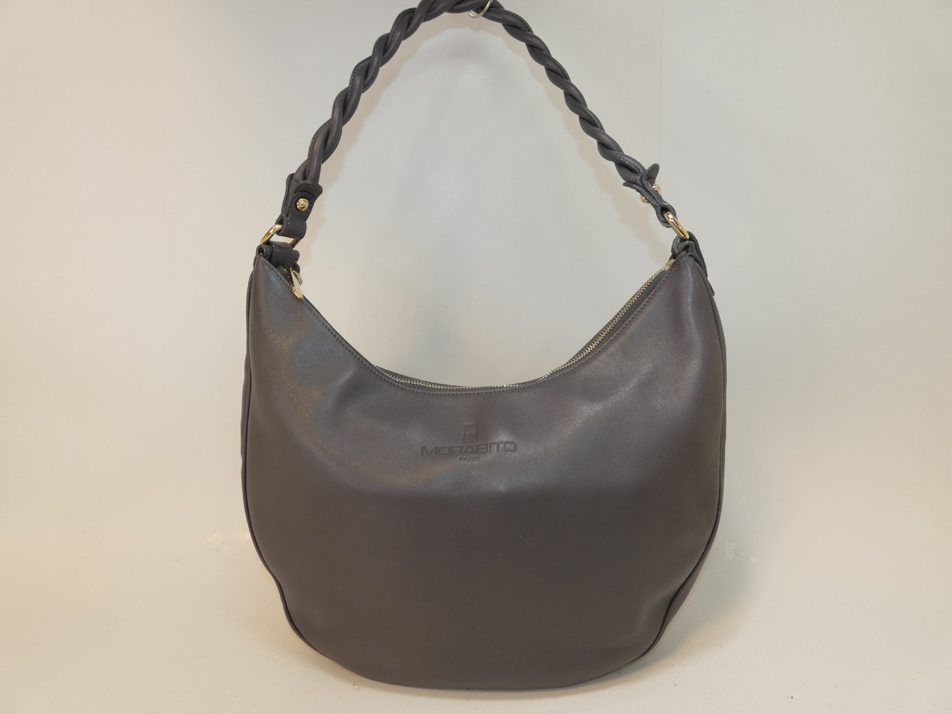 MORABITO Morabito Leather Gray One-Shoulder/One-Hand Shoulder Bag
