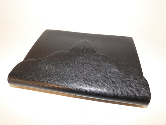 Yves Saint Laurent Front Logo Leather Black Clutch Bag