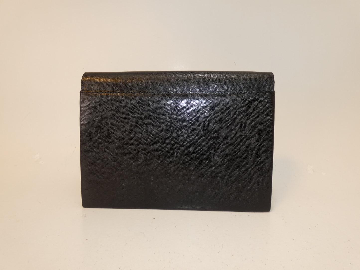 Yves Saint Laurent Front Logo Leather Black Clutch Bag