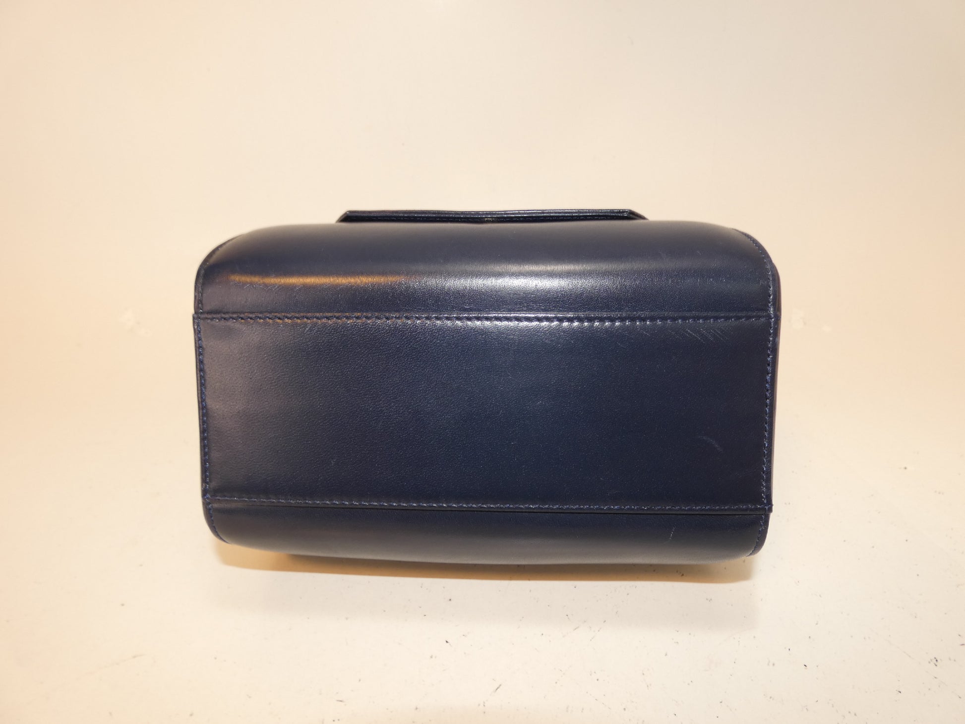 GIVENCHY Circle Logo GP Leather Navy Top Handle Handbag
