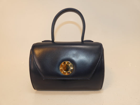 GIVENCHY Circle Logo GP Leather Navy Top Handle Handbag