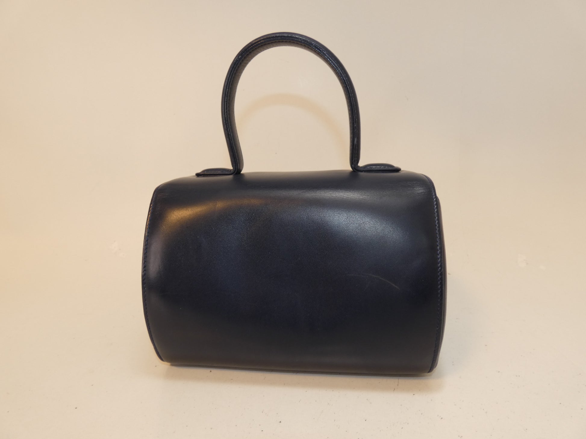 GIVENCHY Circle Logo GP Leather Navy Top Handle Handbag