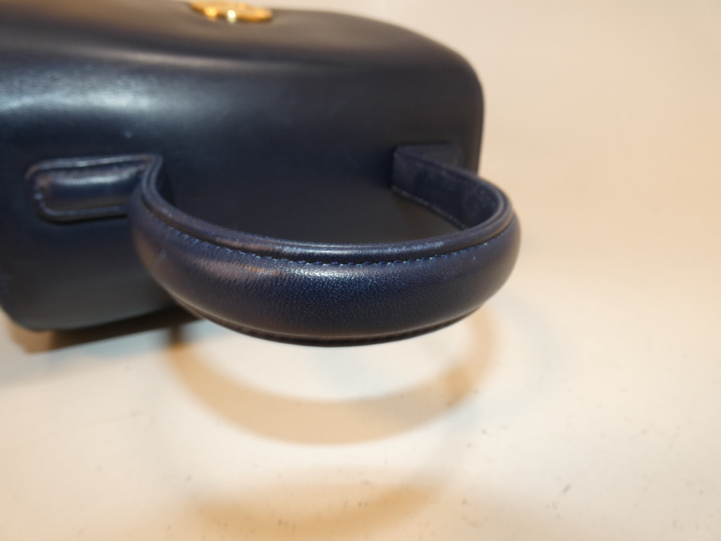 GIVENCHY Circle Logo GP Leather Navy Top Handle Handbag