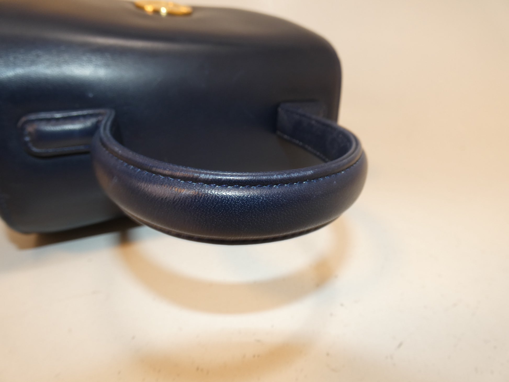 GIVENCHY Circle Logo GP Leather Navy Top Handle Handbag
