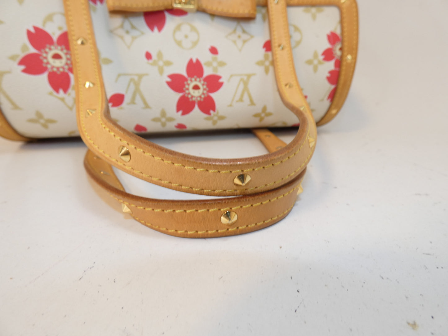 LOUIS VUITTON Papillon Takashi Murakami Cherry Blossom Ribbon Handbag
