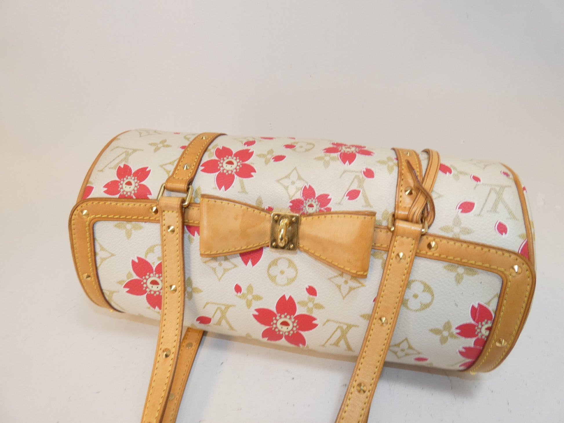 LOUIS VUITTON Papillon Takashi Murakami Cherry Blossom Ribbon Handbag