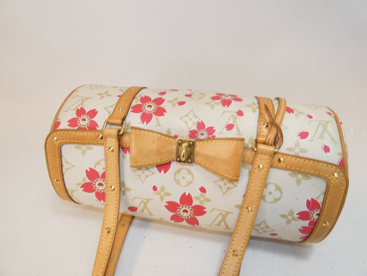 LOUIS VUITTON Papillon Takashi Murakami Cherry Blossom Ribbon Handbag