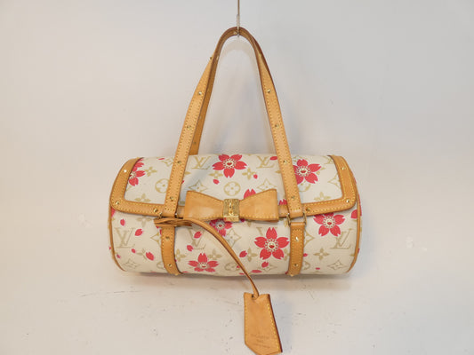 LOUIS VUITTON Papillon Takashi Murakami Cherry Blossom Ribbon Handbag
