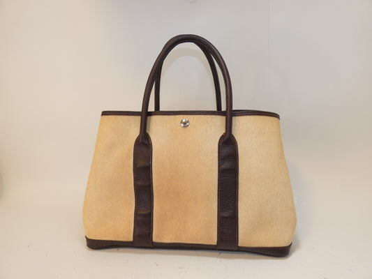 HERMES Garden Party Toile Tote Handbag
