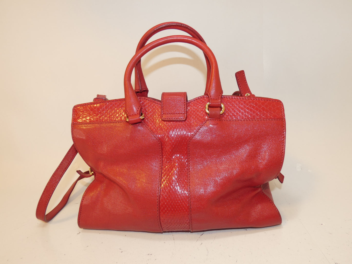 Yves Saint Laurent 2-way Cabas Chic calfskin python print hand/shoulder bag