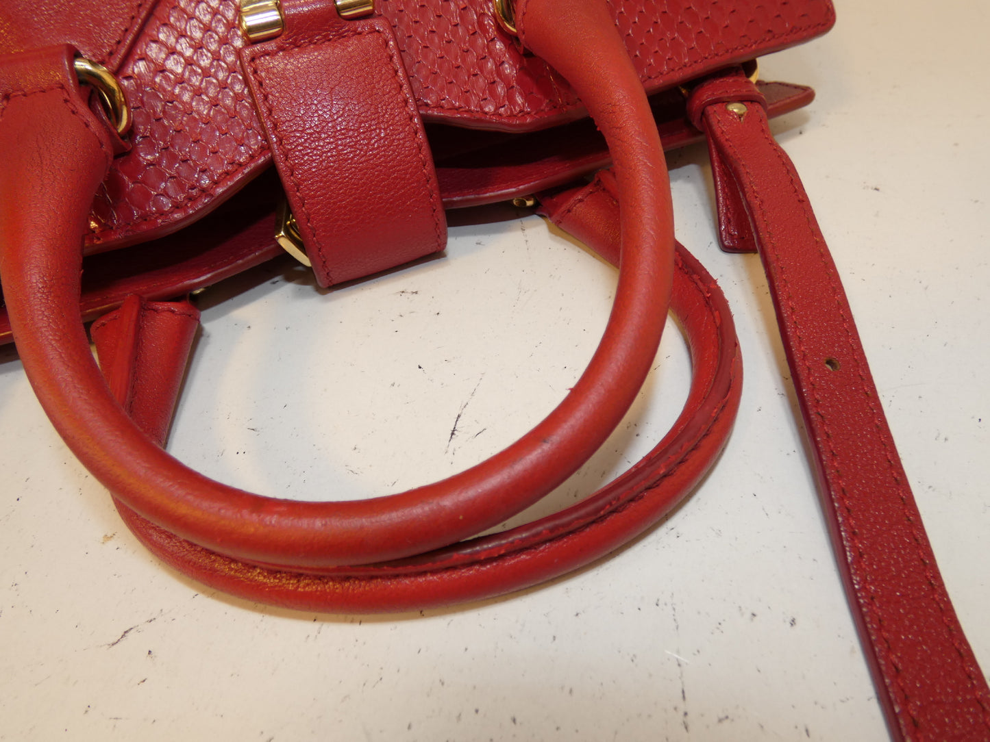Yves Saint Laurent 2-way Cabas Chic calfskin python print hand/shoulder bag