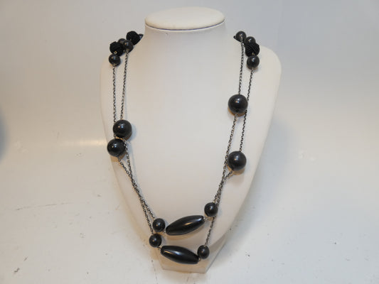 PRADA Ball Black Long Necklace
