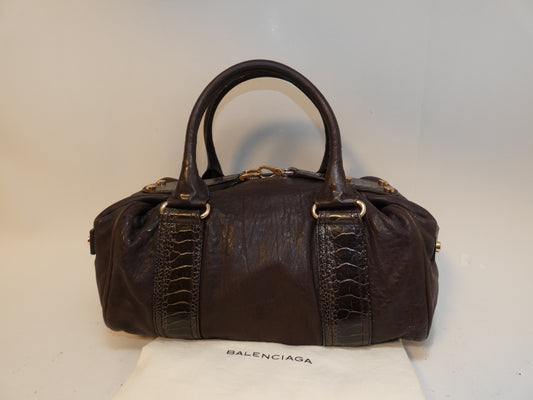 BALENCIAGA Leather 170936 Embossed Hand Boston Bag